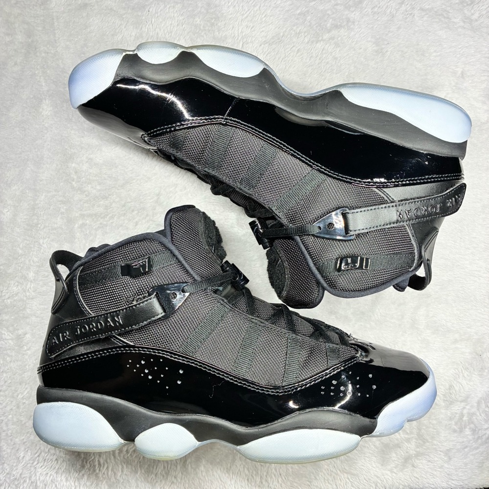 Pre Owned Jordan 6 Rings Space Jam Black Leather Sneakers Mens 10 - Picture 3 of 9
